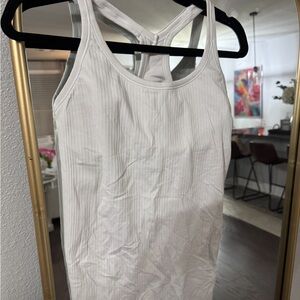 Lululemon Athletica White Ribbed Tank Top